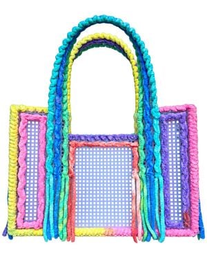 Growny Cotton Candy Crochet Mesh Tote - Blue
