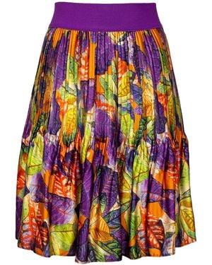 Lalipop Design Recycled Polyester Printed Satin Mini Pleated Skirt - Blue