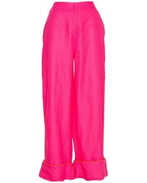 Ofuure Linen Nikki Wide Leg Pants - Pink
