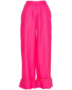 Ofuure Linen Nikki Wide Leg Pants - Pink