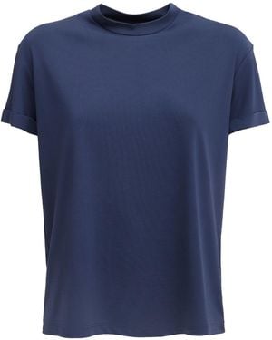 Julia Allert Mock Neck Rolled Sleeve T-Shirt – - Blue