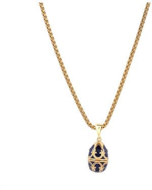 Ebru Jewelry Lucky Elephant Hidden Egg Locket Chain Necklace - Metallic