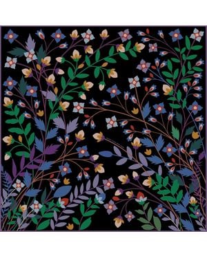 Jessie Zhao New York Double Sided Wool Silk Shawl Of Night Garden - Black