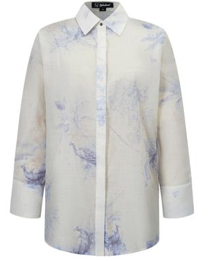 Smart and Joy Long-Sleeve Blouse With Floral Print - Grey