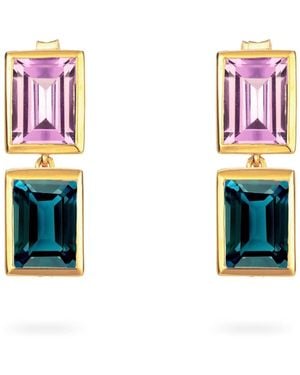 Augustine Jewels Amethyst And Topaz Two Drop Earrings - Pink