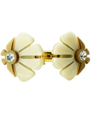 Gissa Bicalho Neutrals Handmade Acrylic Bangle Alecrim Cream - Metallic