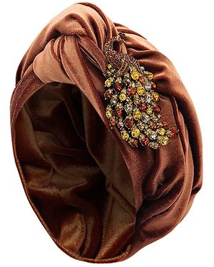 Julia Clancey Classic Madam Cocoa Peacock Turban - Brown