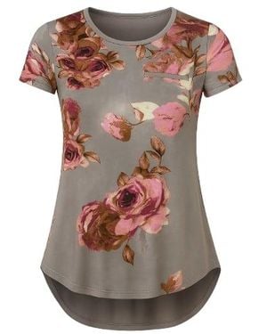 Conquista Short Sleeve Floral Top - Brown
