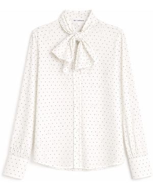 Bel Cashmere Carmen Ecru Silk Blouse With Dots - White