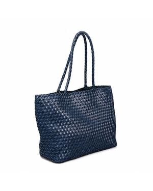Rimini Vegan Leather Weaving Shopping Bag 'Betty' - Blue