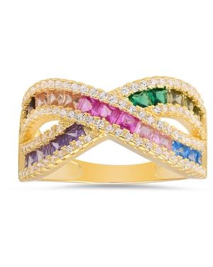 Kylie Harper Multi-colour Sapphire Crossover Ring - Blue