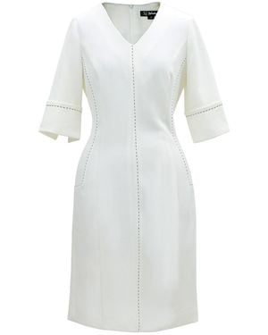 Smart and Joy Short Dress With Contrasted Stitching - Blue
