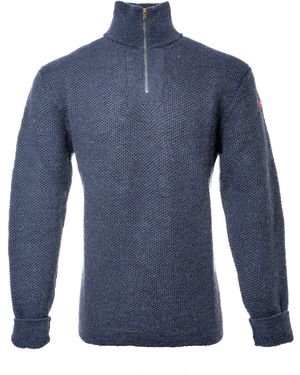 Arthur Beale Zip Neck Jumper - Blue