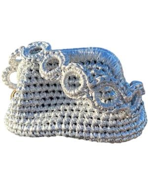 Sibylla Delphica Mini Metallic Crochet Clutch Bag - Blue