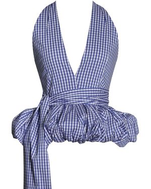 Miss Circle New York Ilene & Chequered Bubble Hem Halter Top - Blue