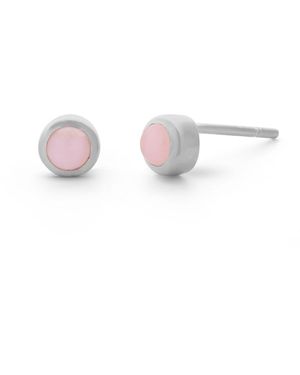 Nellou Jewellery Mini Gem Dot Birthstone Earrings Plated Sterling - Pink