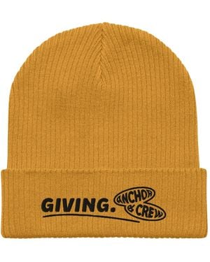 Anchor and Crew Mustard Giving Gen. Organic Cotton Embroidered Beanie - Yellow