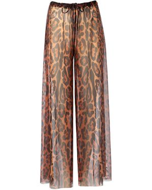 Rodasoleil Smart Swimwear Tan-Through Mesh Lightweight Beach Trousers Leopard - Brown