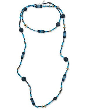 Jaredjamin African Voyage Long Lava Necklace - Blue