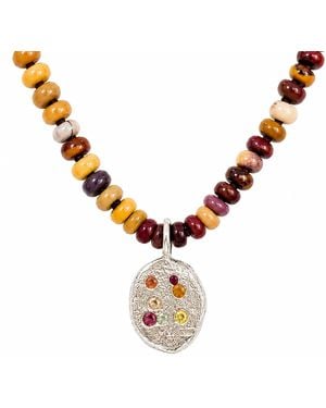 Zoe Alexandria Jewellery Mookaite Beaded Necklace & Portrait Pendant - Metallic