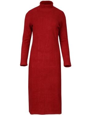 Oh!Zuza Long-Sleeved Turtleneck Ribbed Cotton Dress - Red