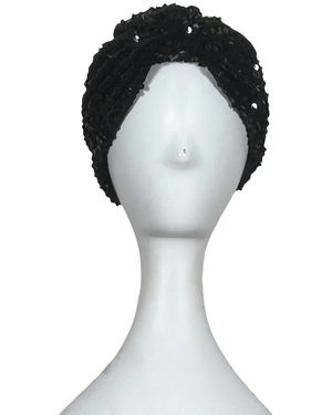 Jennafer Grace Darkest Night Sequin Turban - Black