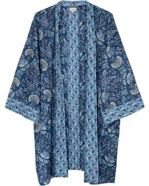 Inara Indian Cotton Lagoon Kimono - Blue