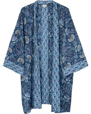 Inara Indian Cotton Lagoon Kimono - Blue
