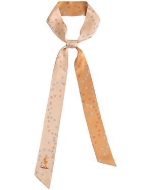 Lost Pattern Neon Tiger Silk Skinny Scarf - Natural
