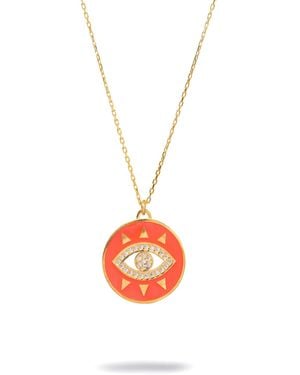Ebru Jewelry Cheerful Neon Evil Eye & Diamond Pendant Chain Necklace - White