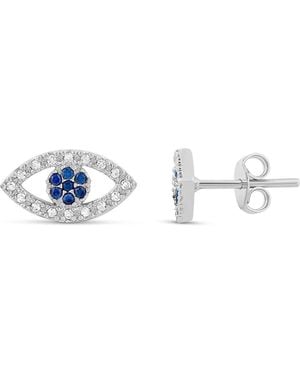 SHYMI Pave Evil Eye Studs - Blue