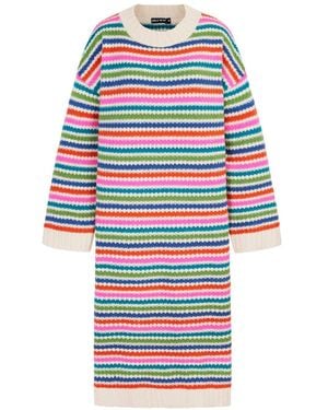 Cara & The Sky Becca Stripe Knitted Midi Dress - Blue