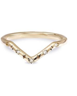 Zohreh Diamond Engraved Wishbone Ring 9K - Metallic
