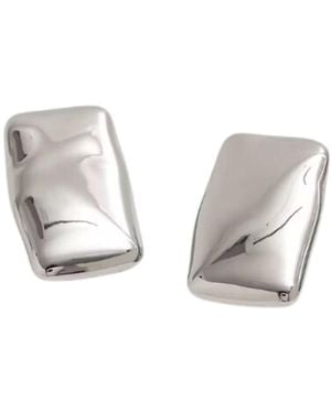 Bermuda Watch Company Annie Apple Joelle Oversized Rectangle Studs - Metallic