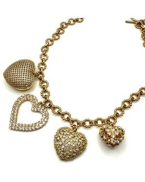 Achala Handcrafted Sparkling Hearts Charm Necklace - Metallic