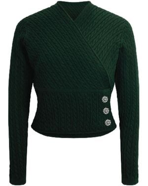 Roch Perel Embellished Cable Wrap - Green