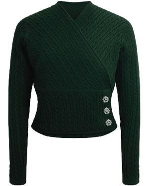 Roch Perel Embellished Cable Wrap - Green