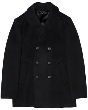 Hegarty Cashmere And Wool Pea Coat - Black