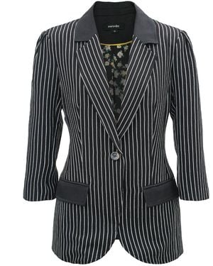 Smart and Joy Bi-Material Striped Jacket - Black