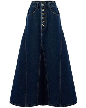 Exquise Regular Pocket Detail Denim Maxi Araya D. Skirt - Blue