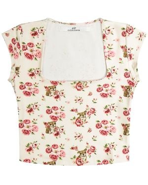 Cloud Haven Rose Bulldog Square Neck Tee - Blue