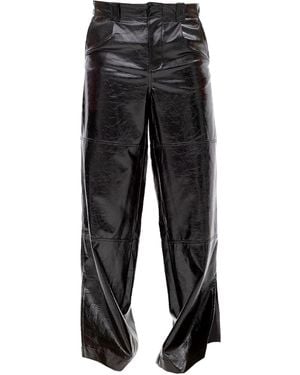 Maison Bogomil Cut Flow – Leather Trousers With Slits & Hem Openings - Black