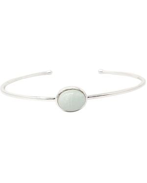 Harfi March Birthstone Aquamarine Minimalist Bangle - Metallic
