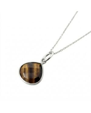 Harfi Sterling Tiger's Eye Protection Crystal Necklace - Metallic