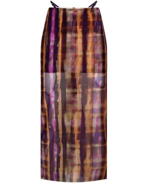 Khéla the Label Groove Dealer Printed Mesh Midi Skirt - Red