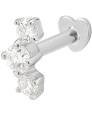 Vanhi 14K Solid Lab-Grown Diamond Curved Trio Flat Back Stud - White