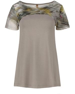 Conquista Animal Print Detail Top - Grey