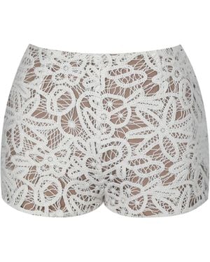 Miss Circle New York Neutrals Rosanne Cream Cotton Crochet Shorts - White