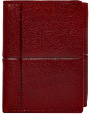 Time Resistance Leather Trifold Wallet - Red