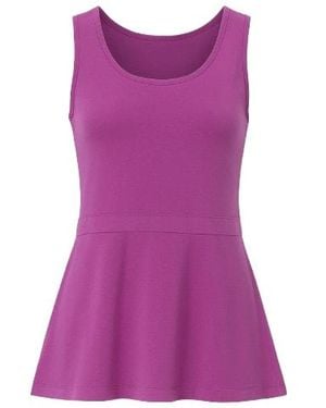 Conquista A-Line Sleeveless Blouse With Contrast Waistband - Purple